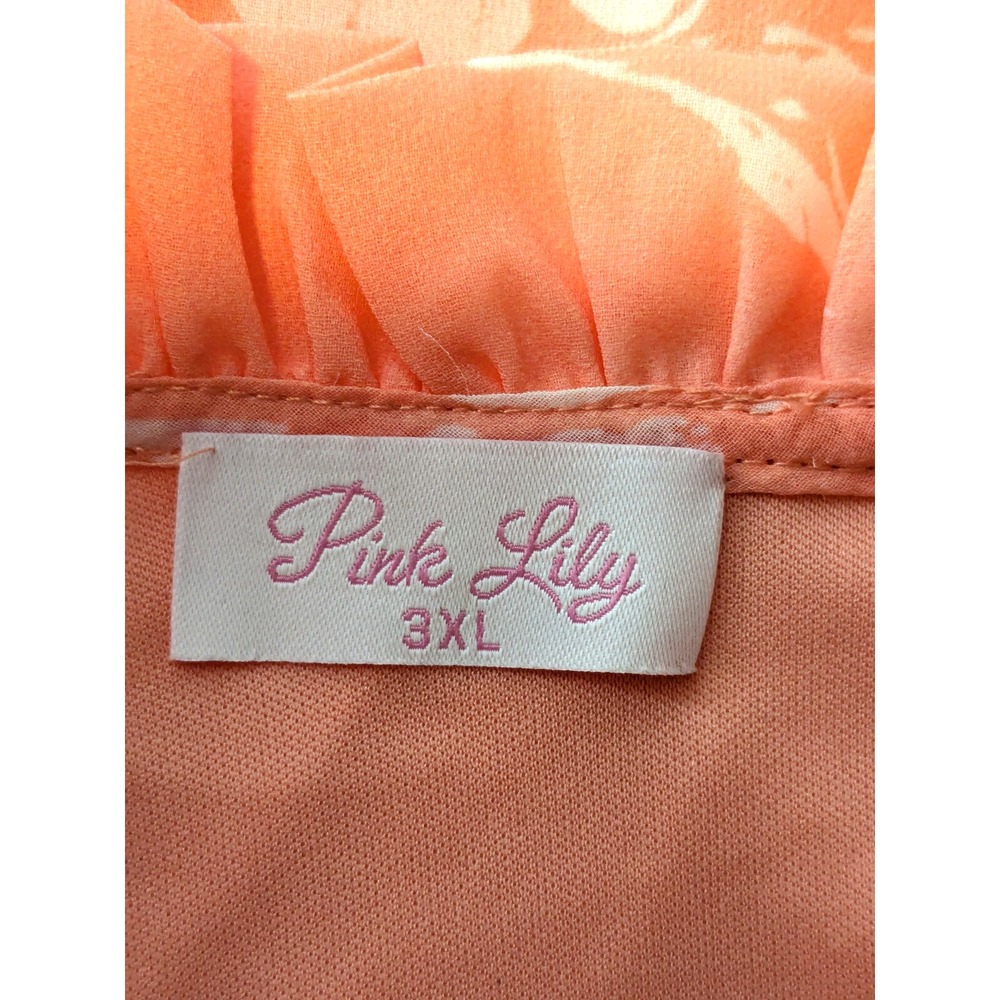 Pink Lily by Natalie Kennedy Tiered Peach Floral Midi Dress Plus Size 3XL - Picture 11 of 15